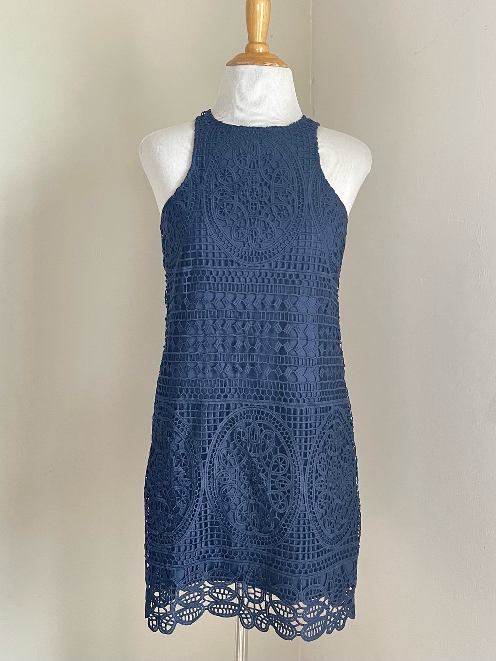 Lovers and Friends Navy Crochet Halter Dress - Classic Sleeveless Women's Dress